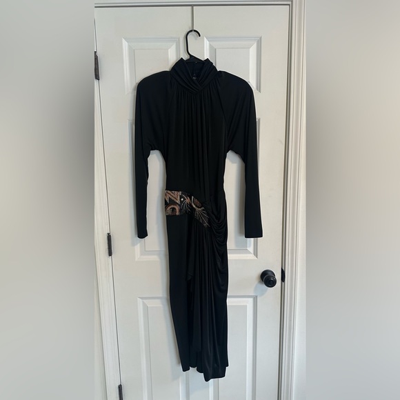 Vintage Casadei Neiman Marcus Beaded Open Back Black Dress size M - Picture 4 of 16
